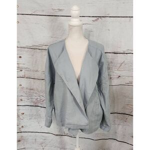 Eileen Fisher Heavy Organic Linen Drape Front Blazer/Jacket Size Large